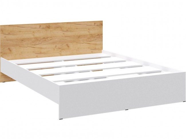 Кровать Ронда 160х200 с настилом ДСП 2С, Белый/Дуб крафт золотой фото