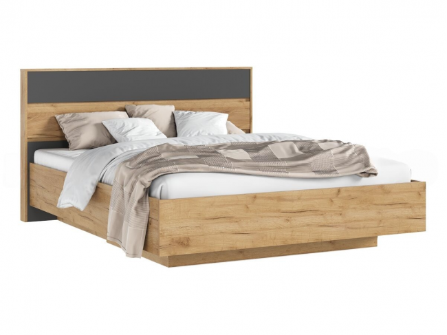 Роджинамиф Кровать парящая 160 с ортопедом дерево, графит/дуб кр фото