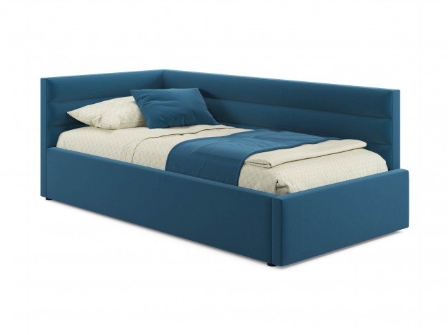 Мягкая кровать-тахта Aura 900 синяя с подъемным механизмом фото