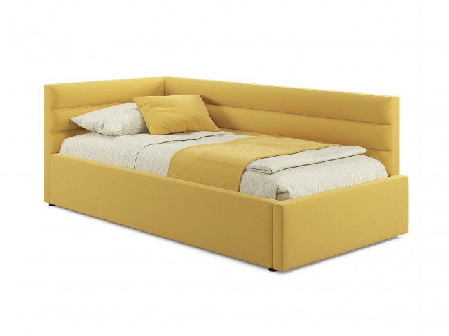 Мягкая кровать-тахта Aura 900 желтая с подъемным механизмом фото