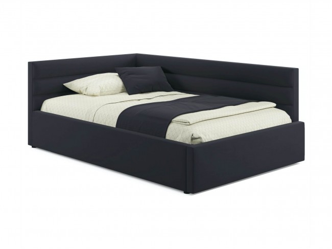 Мягкая кровать Aura 1200 черная с подъемным механизмом фото