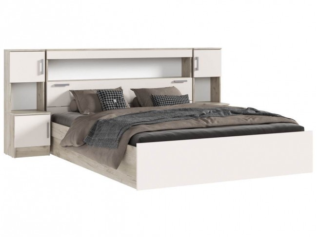 Кровать 1,6м с надстройкой, Крафт серый/Кашемир фото