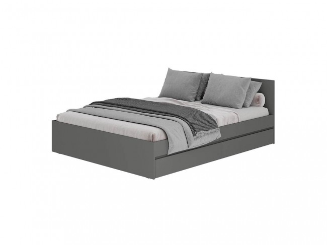 Кровать с настилом ЛДСП и ящиками Симпл КР-12 140х200, Графит фото