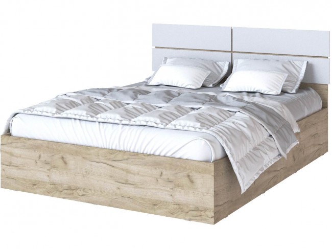 Кровать Теана 160х200, с настилом ЛДСП -  Крафт серый/мдф светло фото