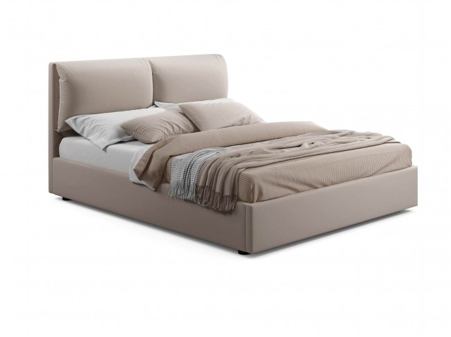Мягкая кровать Vita 1600 светло-коричневый мокко с ортопедически фото