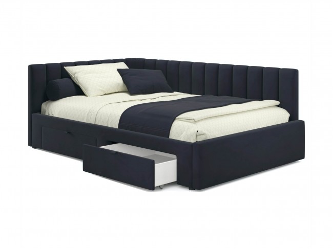 Мягкая кровать-тахта Milena 900 черная с ящиками фото