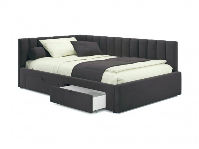 Мягкая кровать-тахта Milena 900 шоколад c ящиками фото