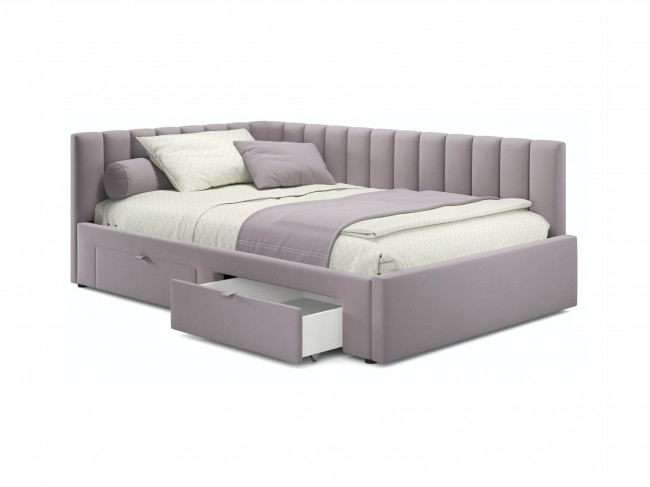 Мягкая кровать-тахта Milena 900 лиловая с ящиками фото