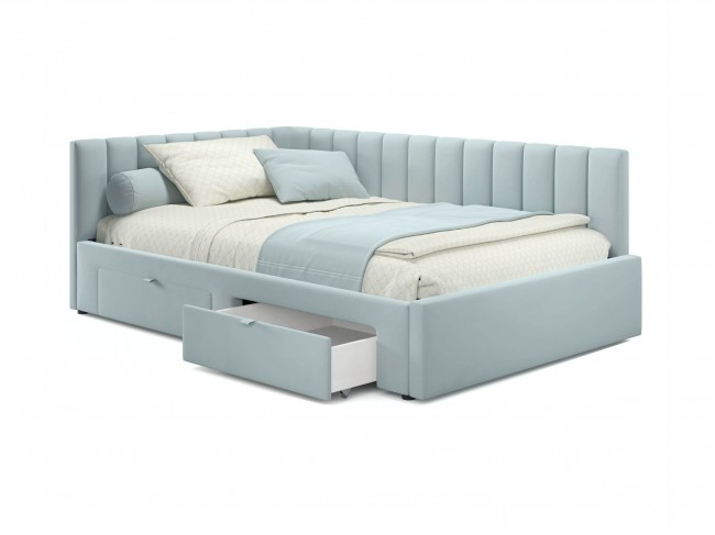 Мягкая кровать-тахта Milena 900 мята c ящиками фото