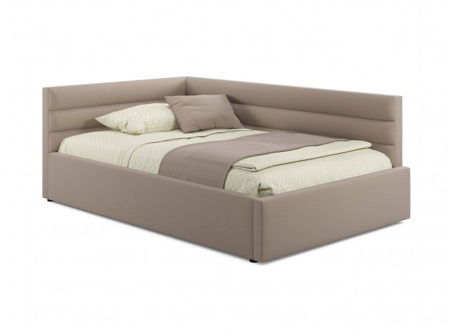 Мягкая кровать-тахта Aura 1200 мокко с подъемным механизмом фото