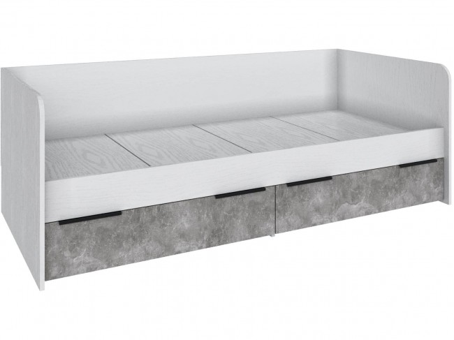 Кровать Мадрид (0,8) с 2-мя ящиками, Белый/Ателье светлое фото