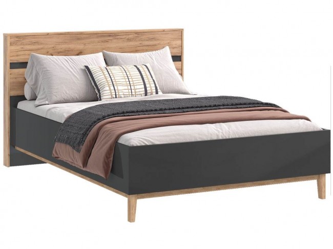 Кровать 1,6м Кельн с настилом ЛДСП, Крафт золотой/Графит фото