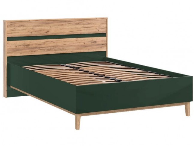 Кровать 1,6м Кельн с ортопедическим осн., Крафт золотой/Изумрудн фото
