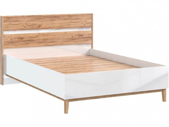 Кровать 1,4м Кельн с настилом ЛДСП, Крафт золотой/Белый глянец фото